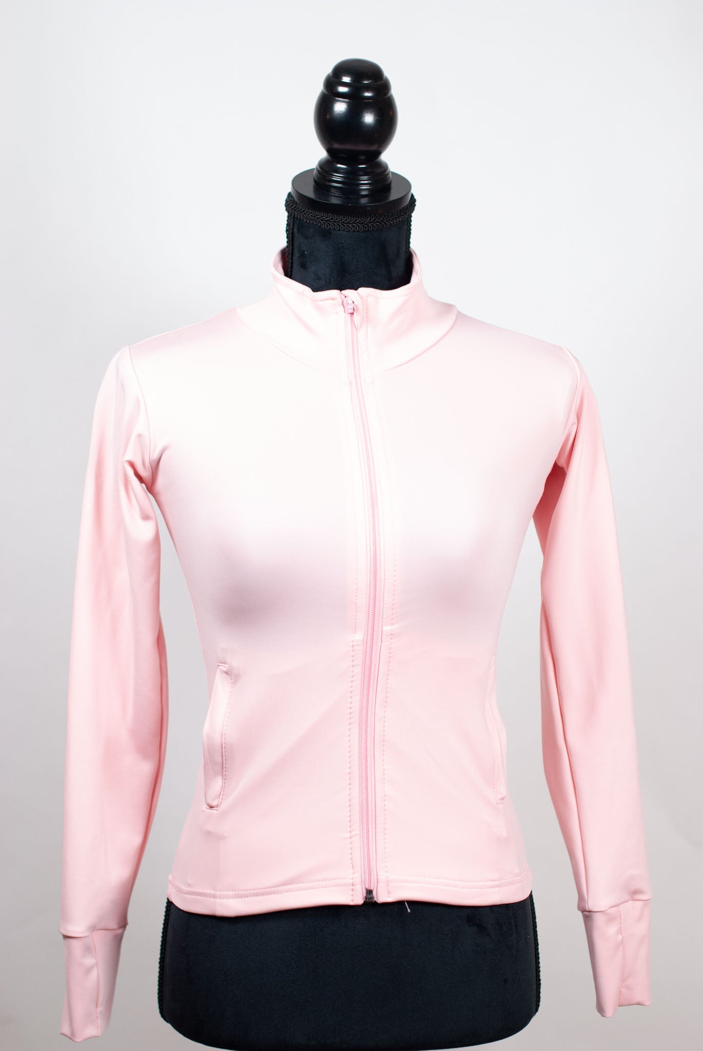 Treningsjakke rosa, smal passform med rhinestones