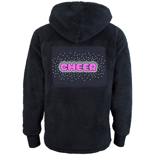 Teddyjakke "cheer" i glitterprint med rhinestones