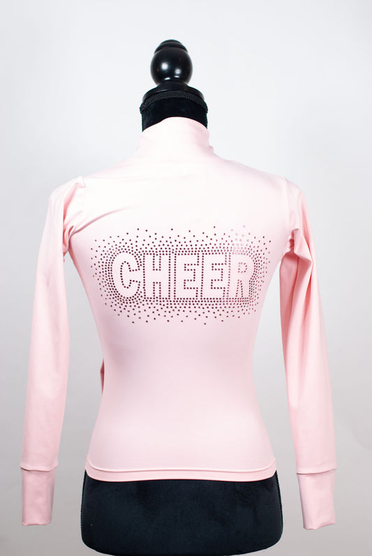 Treningsjakke rosa, smal passform med rhinestones