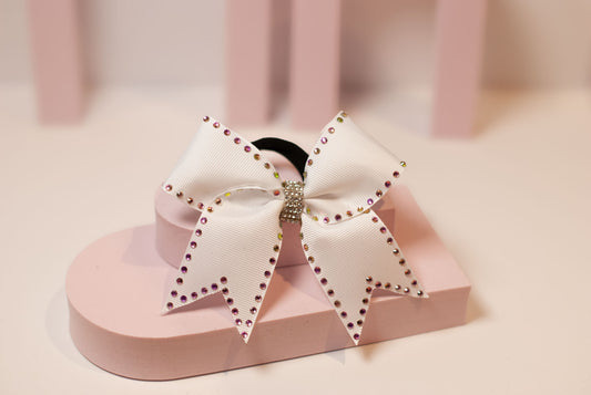 Sløyfe "Mini White Rainbow Bling"