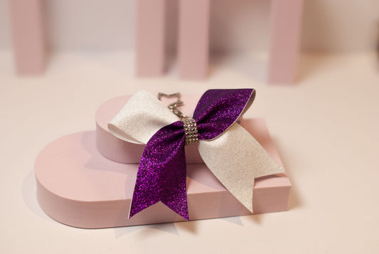 Sløyfe "Mini Glitter Purple/White" Nøkkelring