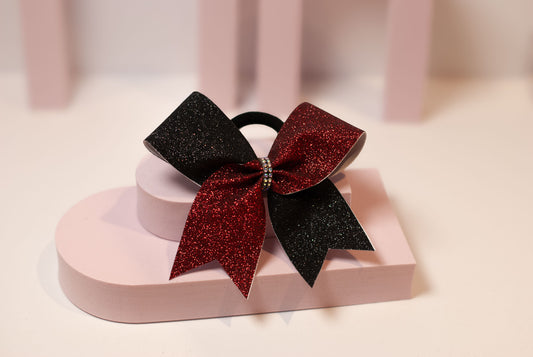 Sløyfe "Mini Glitter Red/Black"
